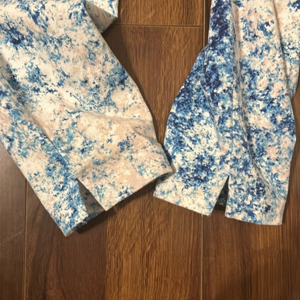 Lysse Basic Capri Legging Blue & Pink Tye-Dye Splatter Yoga Tights M - Picture 6 of 12